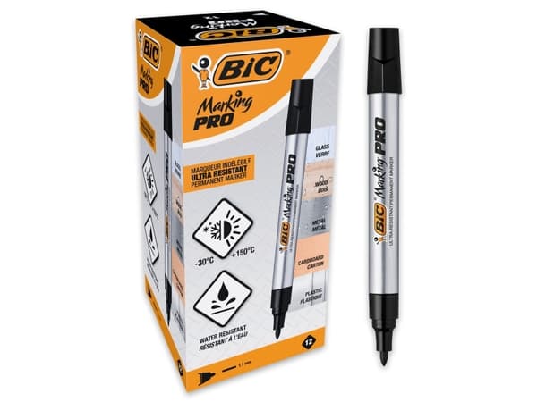 BIC 964800, 12 styck, Svart, Svart, 1,1 mm, Låda