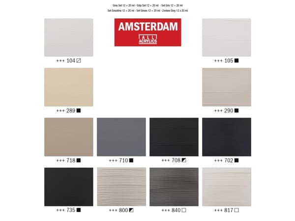 Artequipment TALENS AMSTERDAM 12X20ML harmaat värit uniw