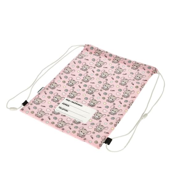 Pink mus PE skotaske rygsæk