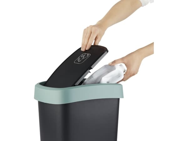 Affaldsspand, Rotho Twist, sort, plast, 50 l, sort låg med grøn kant