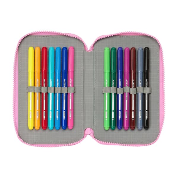 Double Pencil Case Gabby's Dollhouse Party Pink 12.5 x 19.5 x 4 cm 28 Pieces