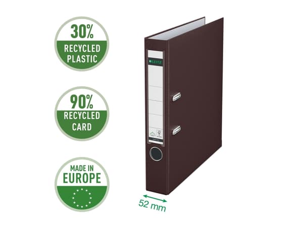 Leitz - Hevarmbuefil - bokryggbredde: 52 mm - for A4 (210 x 297 mm) - kapasitet: 350 ark - brun