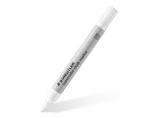 STAEDTLER Lumocolor liitumerkki, valkoinen, läpipainopakkaus, viivan leveys: n. 2,4 mm, pyöreä kärki, vähähajuinen neste - 1 kpl (344-0 BK)