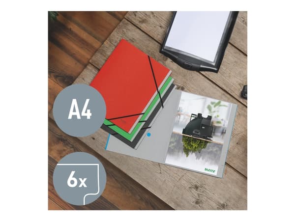 Leitz Recycle - Kortfil - 6 rom - for A4 (210 x 297 mm) - med fliker - rød