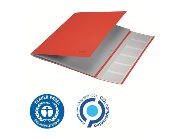 Leitz Recycle - Kortfil - 6 rom - for A4 (210 x 297 mm) - med fliker - rød