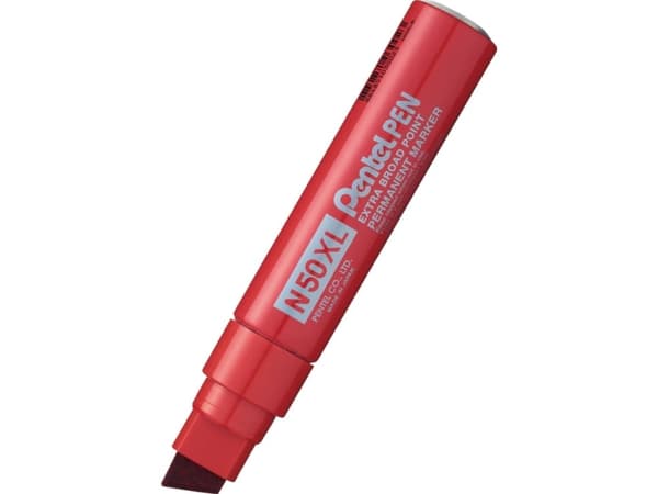 Pentel N50XL, Röd, Mejselspets, Röd, Metall, 70 m, Kartong, Glas, Metall, papper, Plast, Gummi, Trä