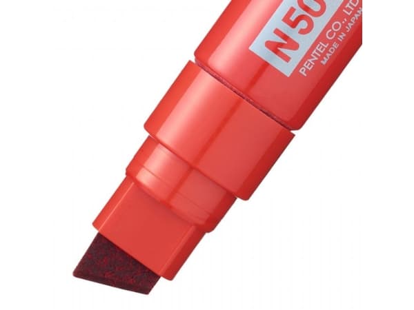 Pentel N50XL, Röd, Mejselspets, Röd, Metall, 70 m, Kartong, Glas, Metall, papper, Plast, Gummi, Trä