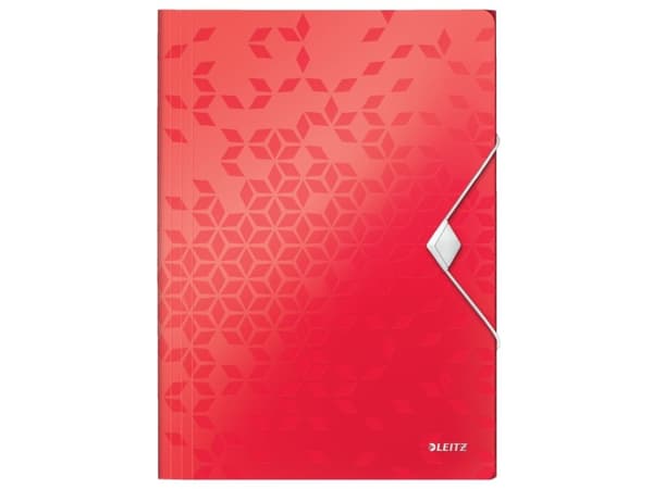 Leitz WOW - 3-fliksmappe - for A4 (210 x 297 mm) - kapasitet: 150 ark - rød