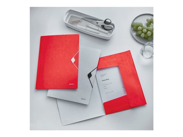 Leitz WOW - 3-fliksmappe - for A4 (210 x 297 mm) - kapasitet: 150 ark - rød