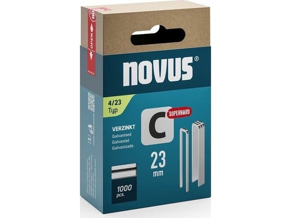 Novus Tools 042-0803 Smalrygklammer Type 4 1000 stk Dimensioner (L x B x H) 23 x 6.1 x 23 mm