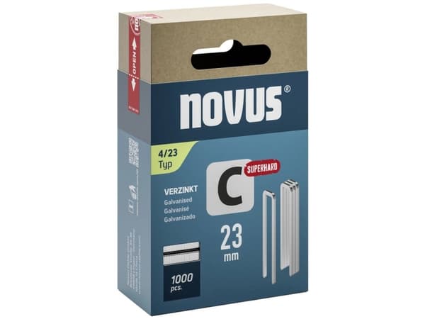 Novus Tools 042-0803 Smalrygklammer Type 4 1000 stk Dimensioner (L x B x H) 23 x 6.1 x 23 mm