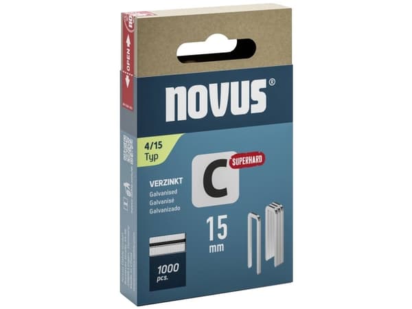 Novus Tools 042-0801 Smalrygklammer Type 4 1000 stk Mitoitin (L x B x K) 15 x 6,1 x 15 mm