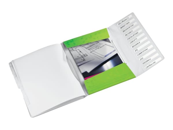 Leitz WOW - Klassifikasjonsmappe - 12 rom - 12 deler - bokryggbredde: 17 mm - for A4 (210 x 297 mm) - kapasitet: 200 ark - med fliker - grønn