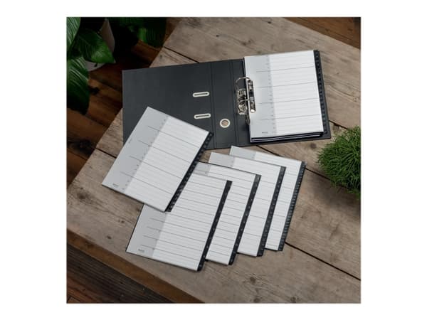 Leitz Recycle - Inndeler - 20 deler - fortrykt: 1-20 - extra wide - med fliker - svart