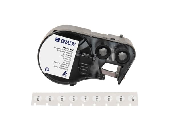 Brady M4-82-492, Sort, Hvit, Selvklebende skriveretikett, Polyester, Trermisk overføring, Akryl, Permanent