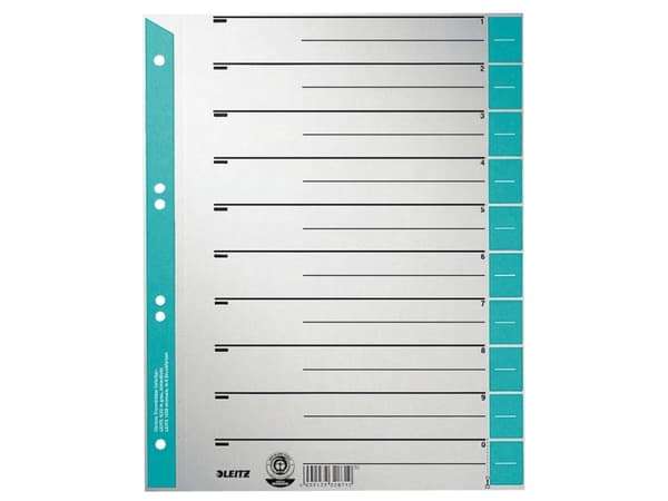 Leitz 16520030, Numeroitu välilehtihakemisto, Pahvi, Sininen, Harmaa, A4, 230 g/m², 240 mm