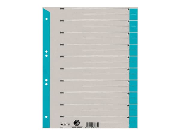 Leitz 16520030, Numeroitu välilehtihakemisto, Pahvi, Sininen, Harmaa, A4, 230 g/m², 240 mm