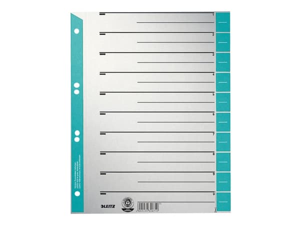 Leitz 16520030, Numeroitu välilehtihakemisto, Pahvi, Sininen, Harmaa, A4, 230 g/m², 240 mm