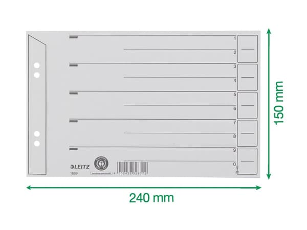 Leitz 16560085, Harmaa, Pahvi, A5, 150 mm, 1 mm, 240 mm