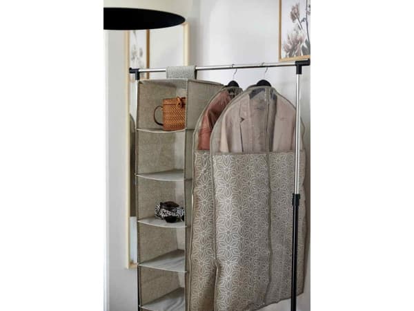 WENKO 64512100, Myk klesoppbevaringsbag, Taupe / brun, Fleece, Glidelås, 60 cm, 100 cm