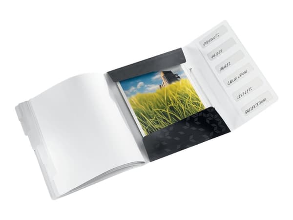 Leitz WOW - Klassifikasjonsmappe - 6 rom - 6 deler - bokryggbredde: 17 mm - for A4 (210 x 297 mm) - kapasitet: 200 ark - med fliker - svart