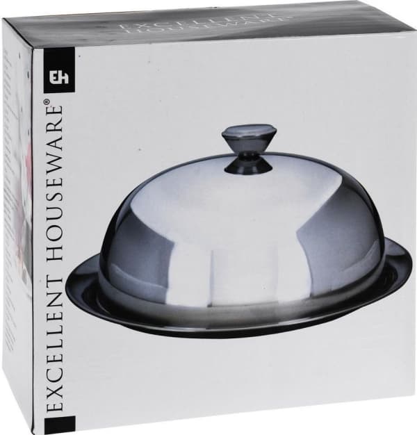 Excellent Houseware Teräksinen tarjoilutarjotin, jossa cloche-levy 20 cm universaali