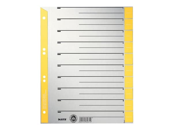Leitz - Jakaja - 10 osaa - esipainettu: 0-9 - A4 (210 x 297 mm) - välilehdillä - keltainen