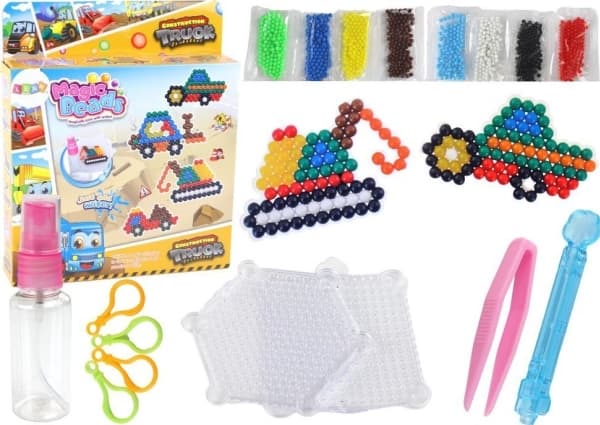 LeanToys DIY vesihelmet Magic Beads 8 väriä Rakennusajoneuvot