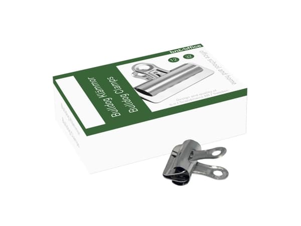 Papirklemme stål bnt 32mm bulldog 12stk/pak