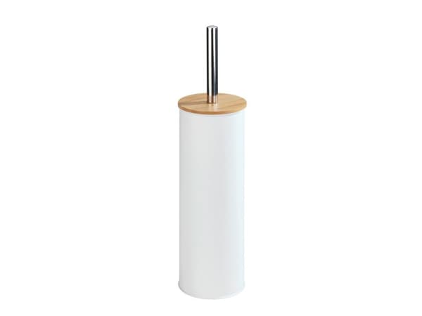 WENKO Tortona, Toalettborste och hållare, Vit, Trä, Bamboo, Stål, Metall, 385 mm, 9,5 cm
