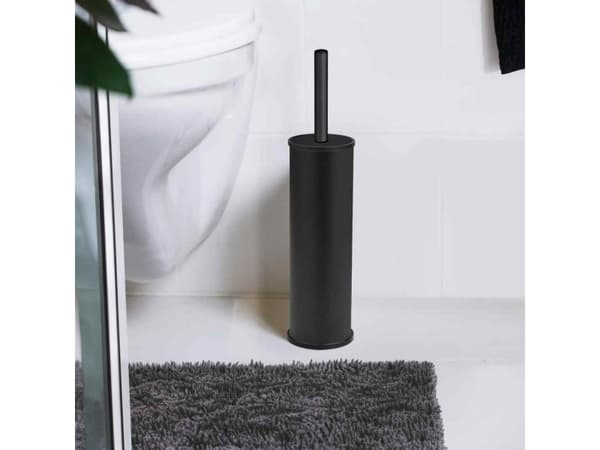 WENKO WC-Garnitur Olmedo, Toalettborste, Svart, Rostfritt stål, Plast, Klassisk, 85 mm