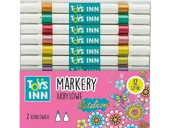 Akrylmarkörer i metallic 12 färger 2 spetsar 9155 STNUX