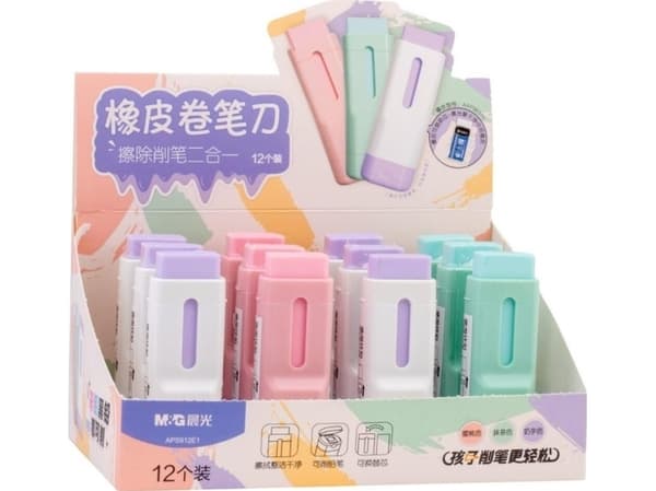 Eraser extension + sharpener Pastel (12pcs)