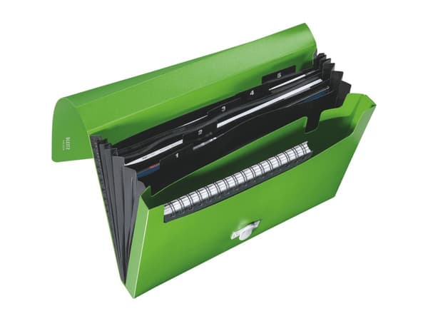 Leitz Recycle - Utvidbar mappe - 5 rom - 5 deler - fortrykt: 1-5 - for A4 (210 x 297 mm) - kapasitet: 250 ark - med fliker - grønn