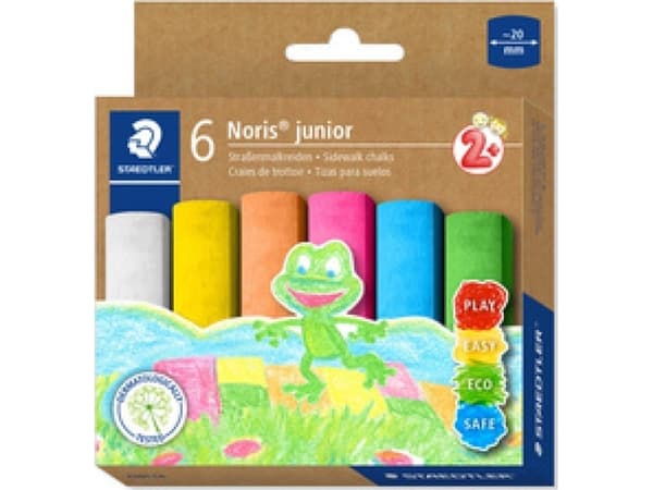 STAEDTLER Noris junior gatekritt, boks med 6 stk i maxi-format, firkantet, diameter: 20 mm, lite støv, - 1 stk (2365 C6)