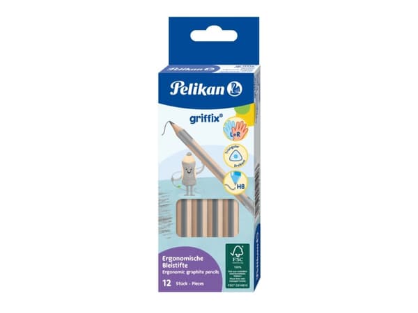 Pelikan griffix, HB, Grå, Triangulär, Konst, Hobby, Skola, 3,5 mm, 140 mm