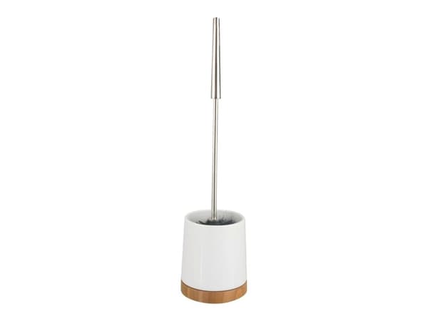 WENKO 17676100, Toalettbørste og holder, Bamboo, Svart, Krom, Hvit, Keramisk, 110 mm, 110 mm, 440 mm