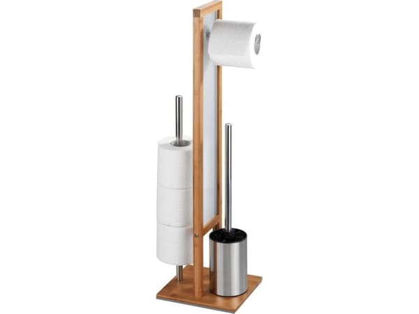 WENKO 24391100, Toalettborste och hållare, Rostfritt stål, Trä, 230 mm, 180 mm, 700 mm, 8 cm