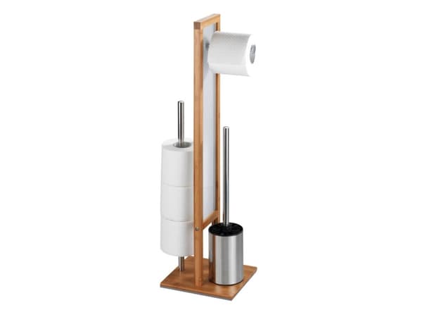 WENKO 24391100, Toalettborste och hållare, Rostfritt stål, Trä, 230 mm, 180 mm, 700 mm, 8 cm