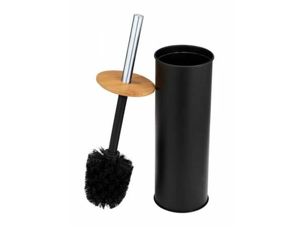 WENKO 26071100, Toalettborste och hållare, Svart, Silver, Trä, Metall, Bamboo, 385 mm, 9,5 cm