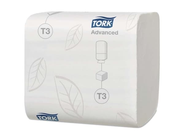 Toiletpapir Tork Advanced T3 2-lag L47.9mxB11cm FSC Hvid i Bulk,36 pk x 252 stk/krt