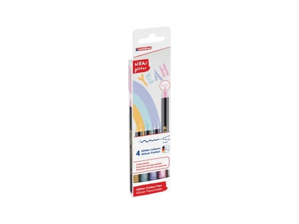 Edding 4-1200-4-3, 4 färger, Blå, Rosa, Violett, Gul, Rundad spets, 3 mm, 3 mm, 3 mm