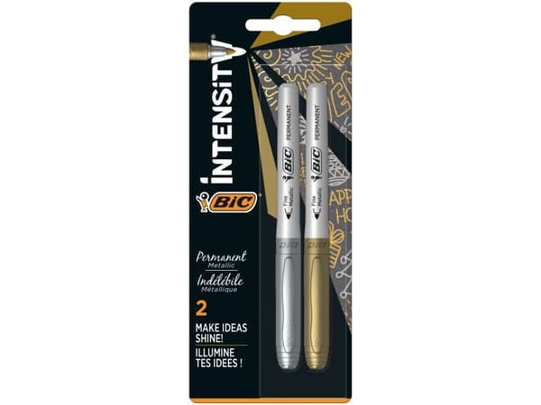 BIC Marking Color - Markør - permanent - sølv, gull - alkoholbasert blekk - 1.1 mm - medium (en pakke 2)