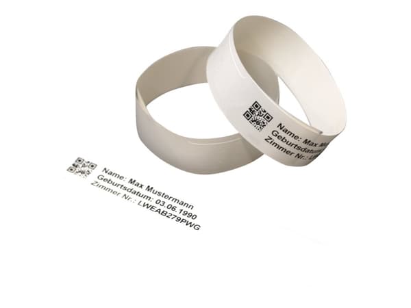 Brother - Klebelukking - hvit - 25 x 279 mm 200 stk (1 rull(er) x 200) armbånd for voksne - for Brother TD-2130N, TD-2130NHC, TD-2130NSA