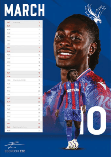 Crystal Palace Fc - 2025 A3 Calendar