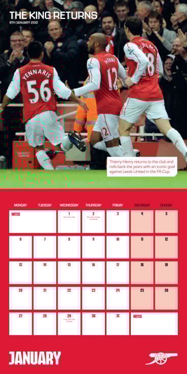 Arsenal Fc - Legends 2025 Square Calendar