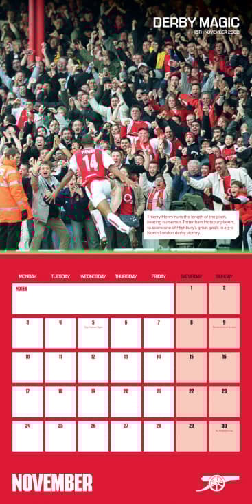 Arsenal Fc - Legends 2025 Square Calendar