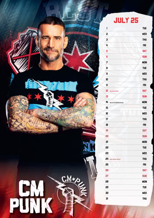 Wwe Men  - 2025 A3 Calendar
