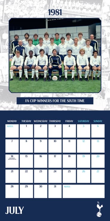 Tottenham Hotspur  - Legends 2025 Square Calendar
