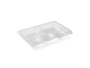 Bakke Zen Tapas 3-rum Rektangulær 312/312/130ml L250xB166xH33mm RPET Klar,4 ps x 60 stk/krt